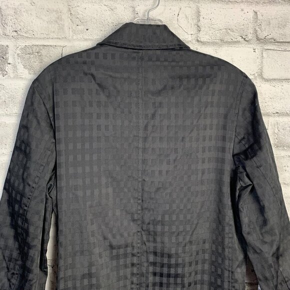 Aquascutum Vintage 80s Short Trench Coat Black Check Mid Mac Jacket - Picture 7 of 16